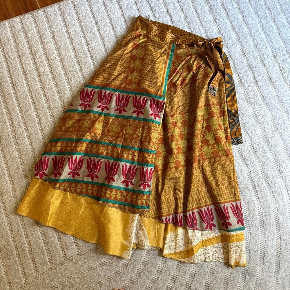 Earthbound Trading Company reversible sari wrap skirt One size Boho Hippie